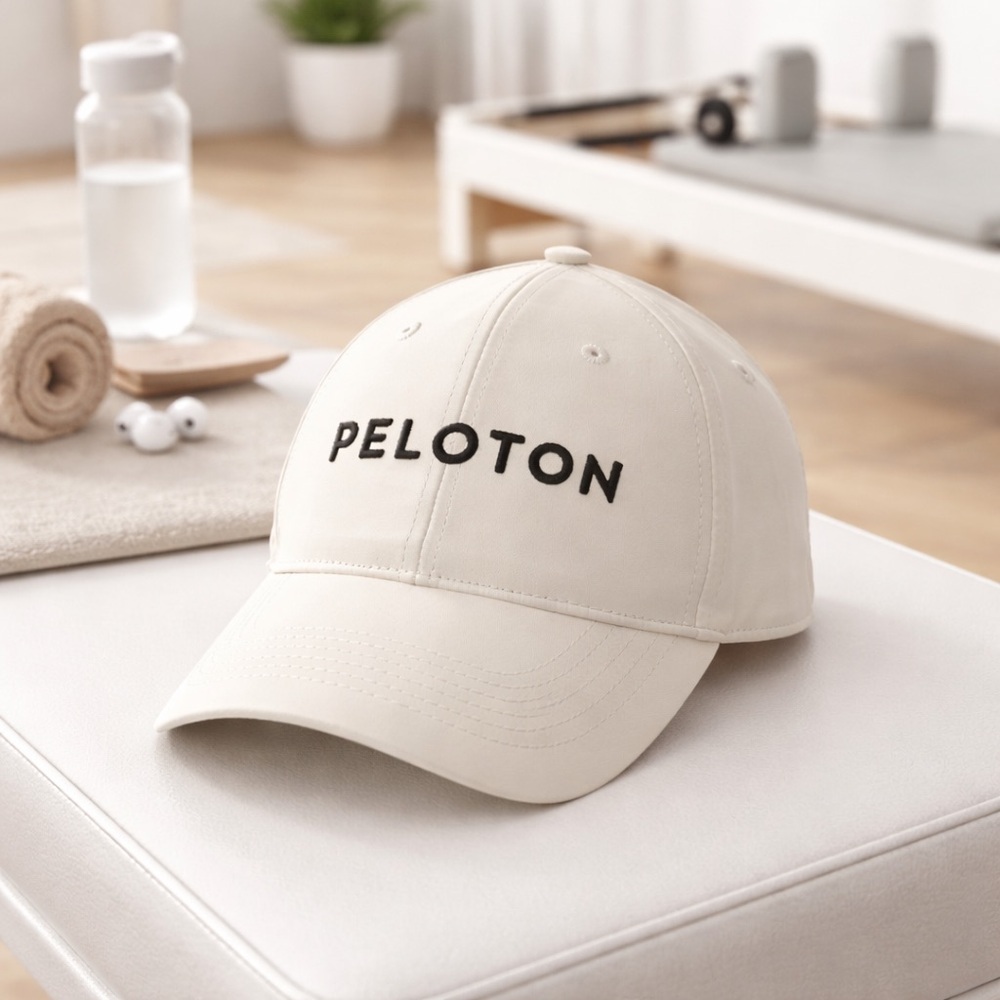 Peloton White Logo Baseball Cap Adjustable Strap Athletic Hat